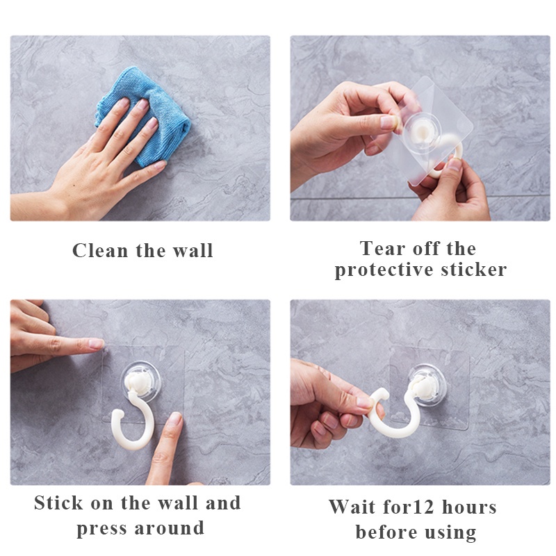 1Pc Multifunctional Home Creative 360° Ceiling Rotating Self Adhesive Nail-Free Wall Storage Hooks For Bathroom,Kitchen,Wardrobe