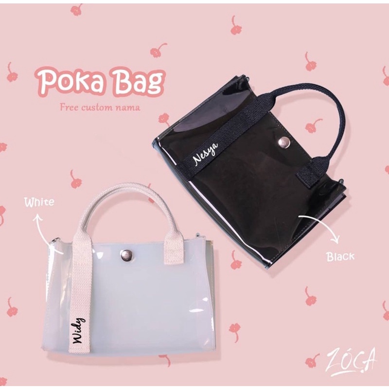 PVC SLINGBAG POKA &amp; POKI (FREE CUSTOM NAMA) /Tas selempang mika/ Minibag mika /Tas mika