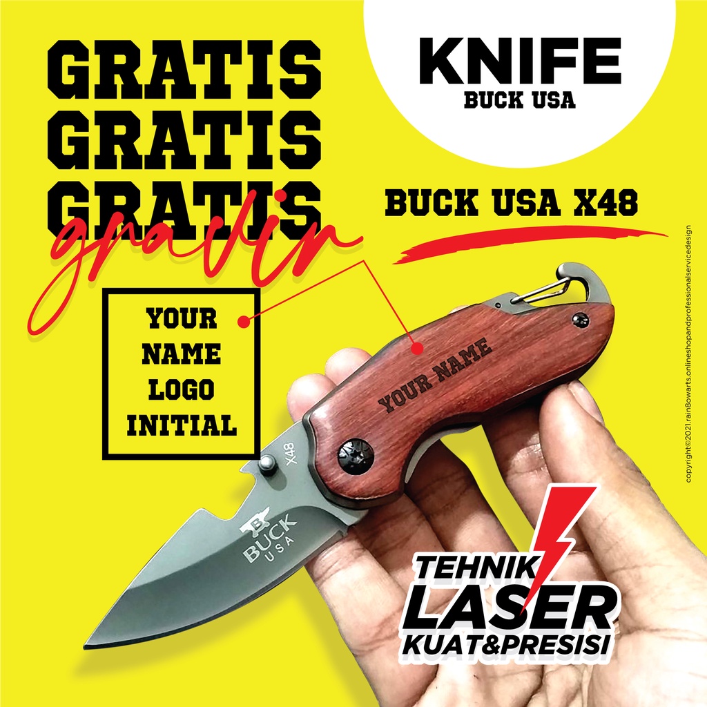 Pisau lipat Buck USA X48 Custom Gravir