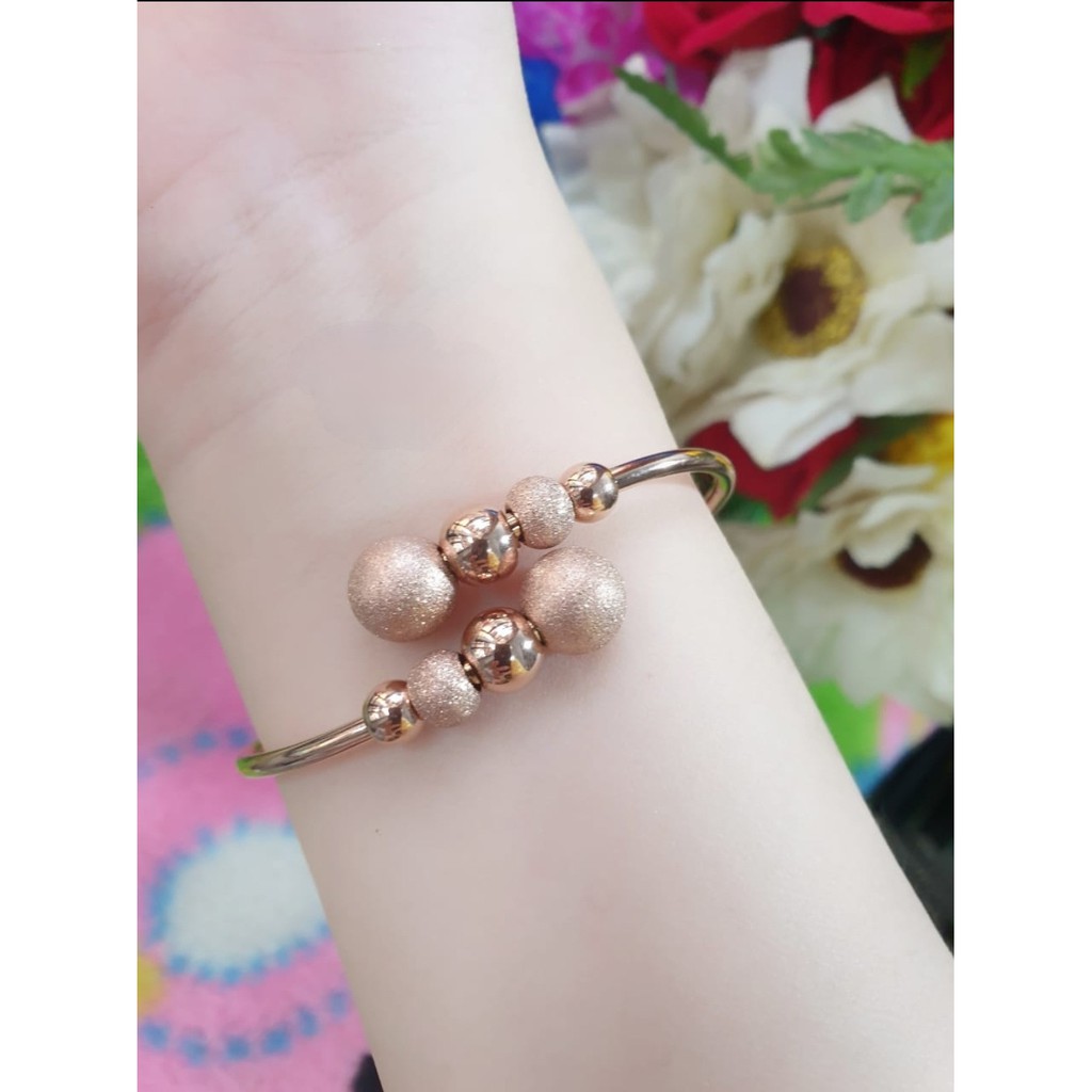Gelang Lentur Titanium Sand Balls Tersedia Warna Rosegold, Gold dan Silver