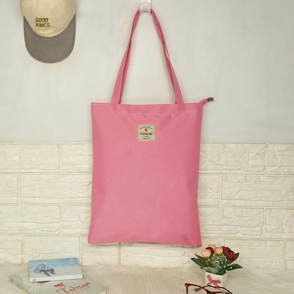 Tote Bag Wanita Resleting kanvas totebag custom sablon/warna untuk seminar ulang tahun souvenir 007B