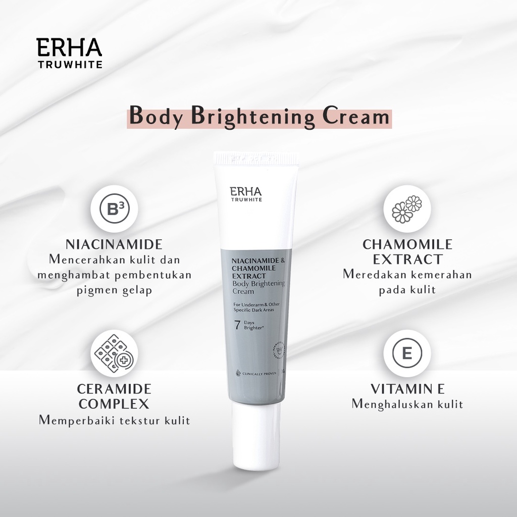 ERHA TRUWHITE NIACINAMIDE &amp; CHAMOMILE EXTRACT BODY BRIGHTENING CREAM 30 GR @MJ