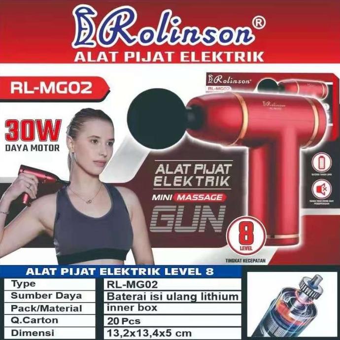 Alat Pijat Elektrik Mini Massage Gun 8 Kecepatan 30W Rolinson RL-MG02