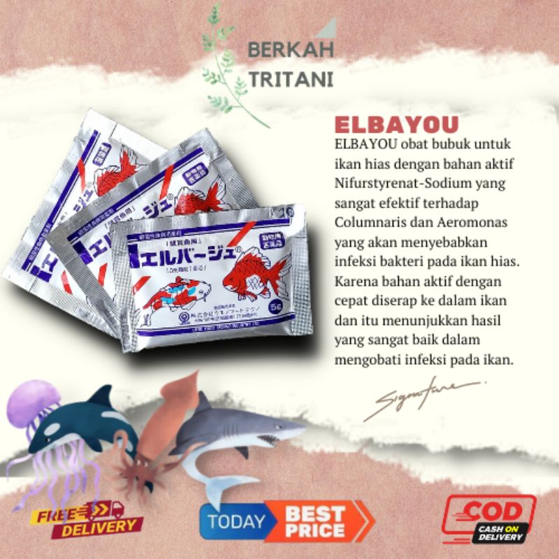 Elbayu Elbayou Obat Ikan 5gr obat karantina obat koi obat ikan koki perawatan ikan Original pakan ko