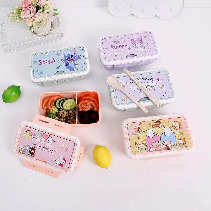 Lunch Box Kotak Bekal Karakter Pooh My Melody Kuromi Batzmaru Stitch Pompompurin Hello Kitty Sanrio Doraemon Snoopy Little Twin Star Cinnamoroll