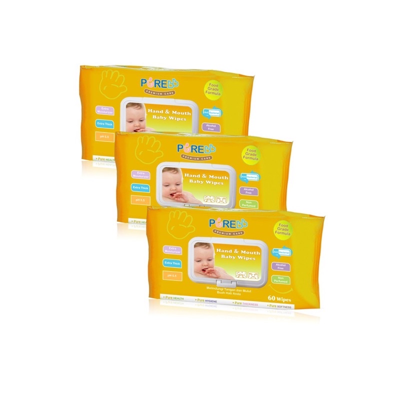 Pure Baby Hand &amp; Mouth Orange Wipes Buy 2 Get 1