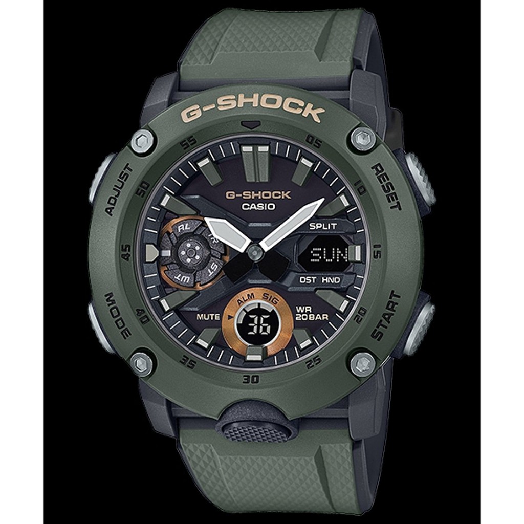 Jam Tangan Pria Casio G-Shock Carbon Core Guard GA-2000-3A Original Garansi Resmi 2 Tahun Terlaris