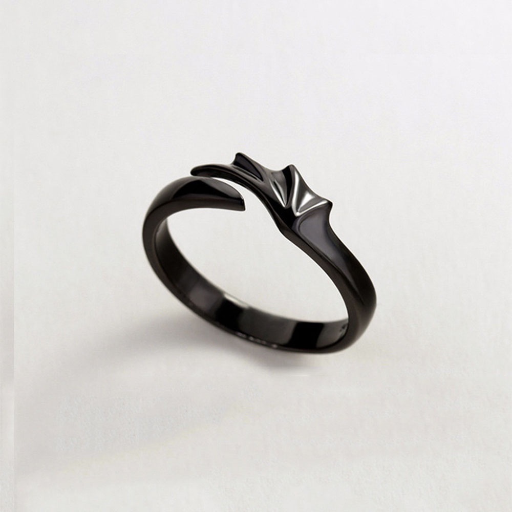 Cincin Model Terbuka Bahan Sterling silver 925 Desain Iblismalaikat Gaya punk adjustable Untuk Priawanita