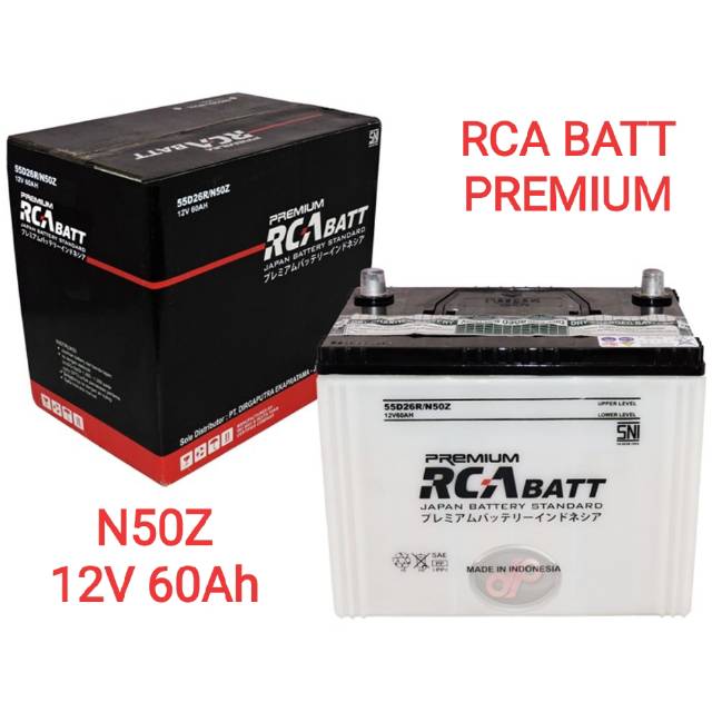 AKI RCA PERMIUM N50Z 12V 60Ah AKI MOBIL TRUK Belum Termasuk Air Aki