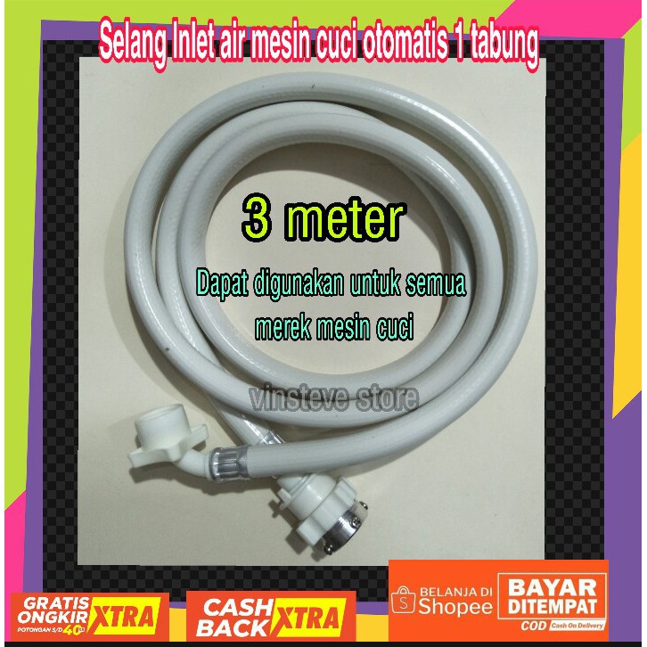 Selang Inlet Air Mesin Cuci 1 Tabung Universal Panjang 3 Meter
