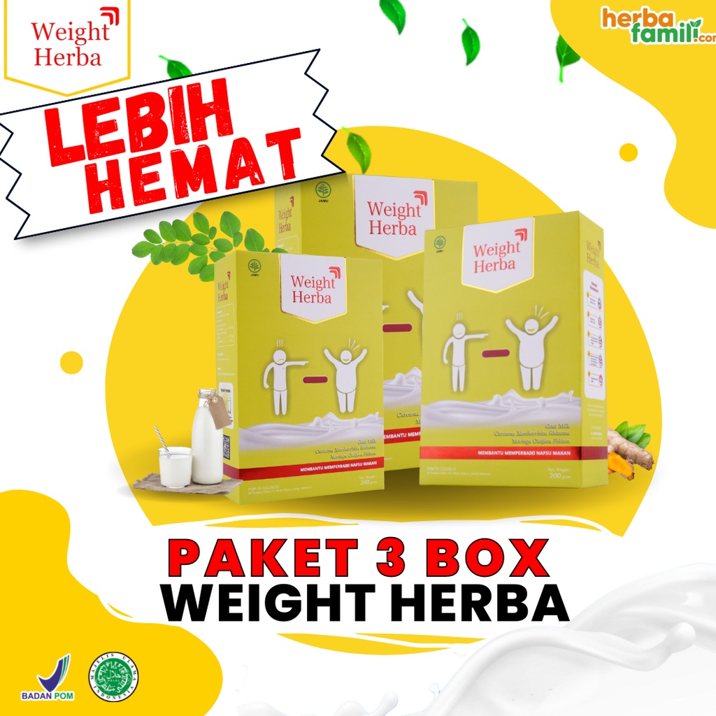 [PROMO] PAKET 3 BOX SUSU WEIGHT HERBA | Susu Penggemuk Badan Penambah Nafsu Makan Kalori Lancarkan Saluran Pencernaan Tanpa Gula