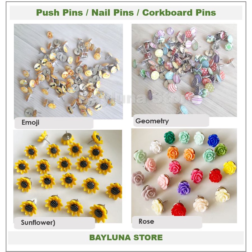 Cute Push Pins, Nail Pins, Paku Payung Imut, Thumb Tacks for cockboard, bulletin board, photo wall etc