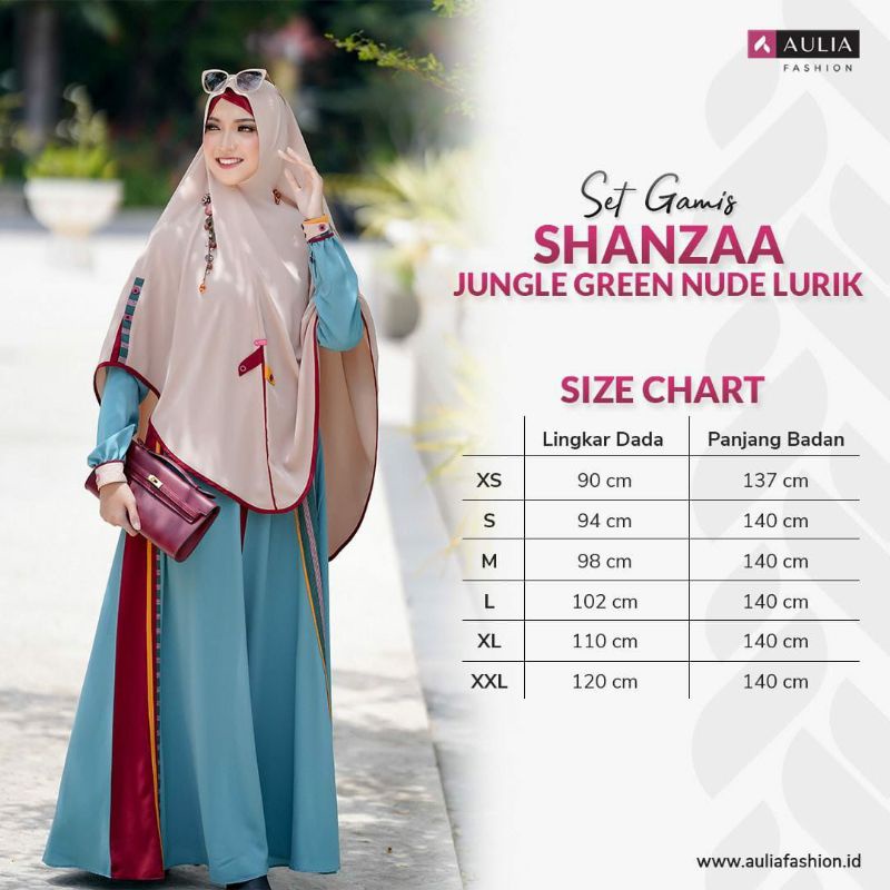 Set gamis SHANZAA jungle green nude lurik by aulia fashion