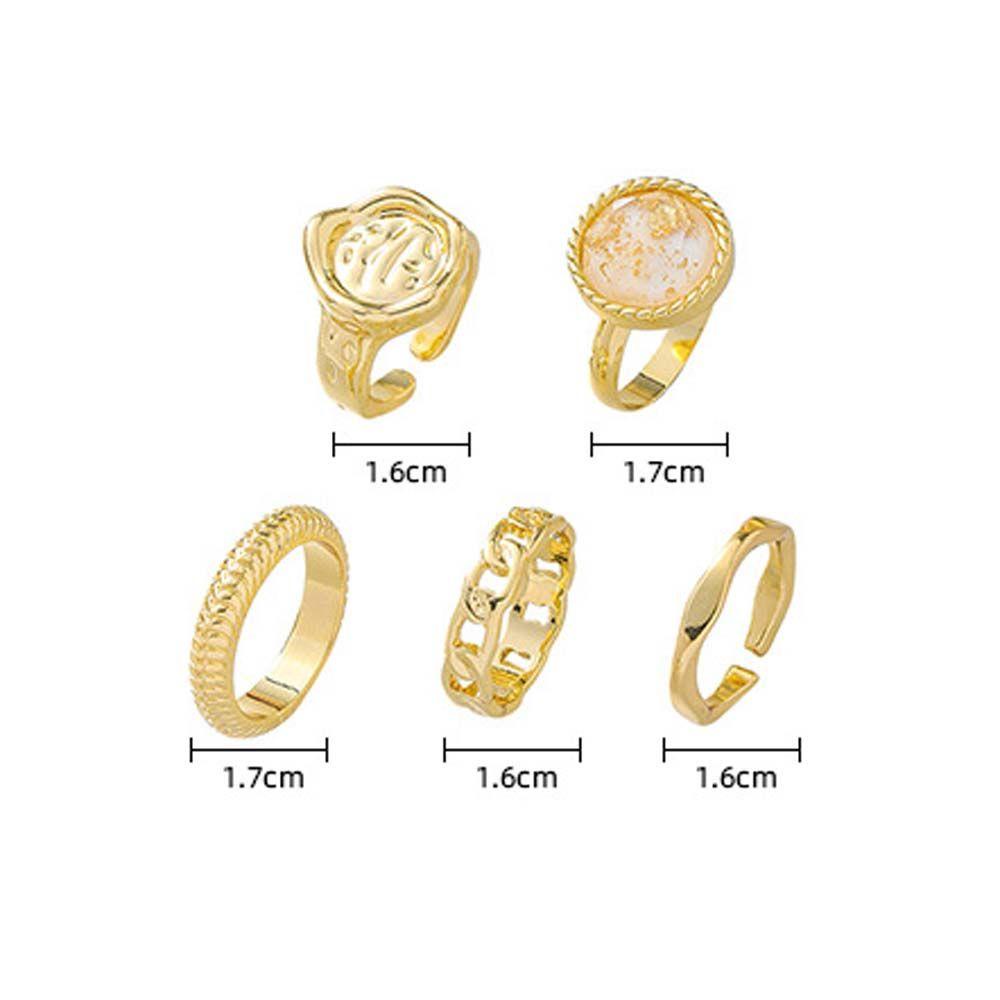 Needway Wanita Jari Cincin 5pcs /Set Temperamen Anniversary Cincin Gadis Retro Lady Jari Telunjuk Rings