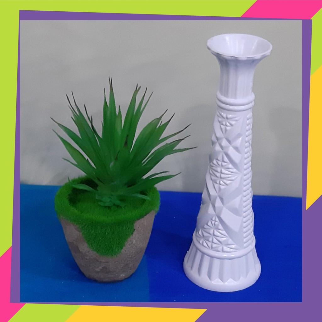 330D1 / Vas bunga melamin gading putih / Pot bunga melamin gading putih