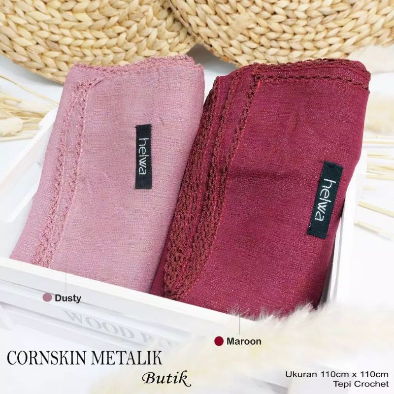 HIJAB SEGI EMPAT CORNSKIN METALIK BUTIK ANSANIA