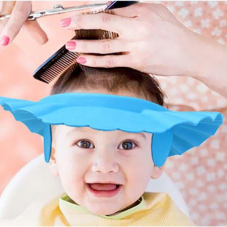 Topi Keramas Anak dengan Kancing Penutup Telinga Bahan Sponge Eva / Baby Shower Cap Belum Ada Penila