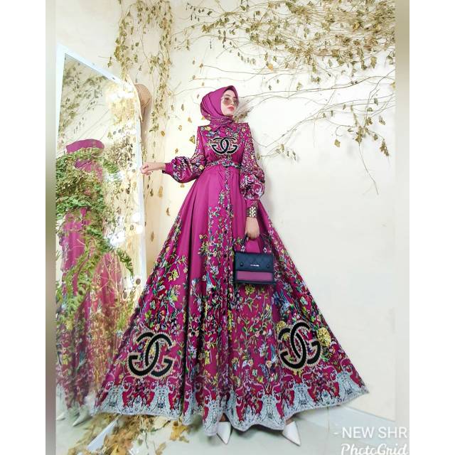 Readynew ory shr maxy dress scuba gc magenta