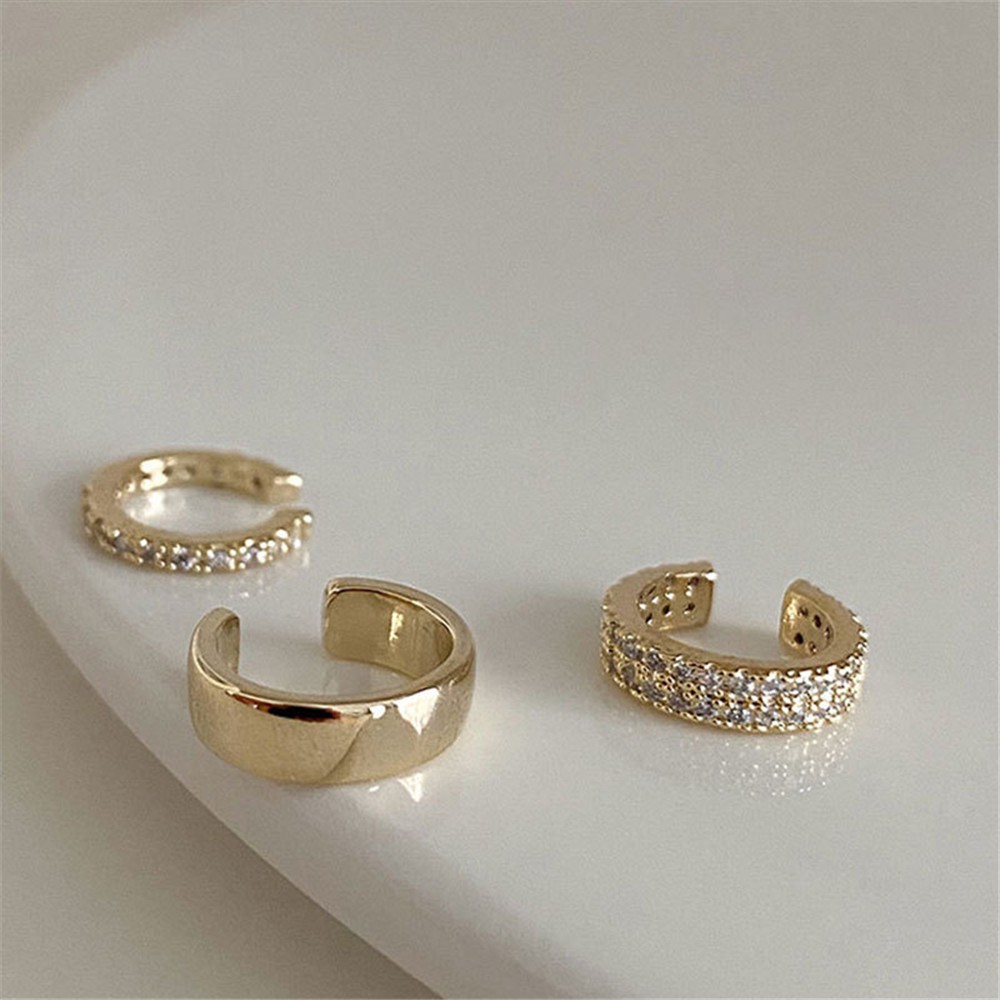 【COD Tangding】3pcs/set Ear Bone Clip Retro Cold Personality No-pierced Zircon Fashion Ear Jewelry