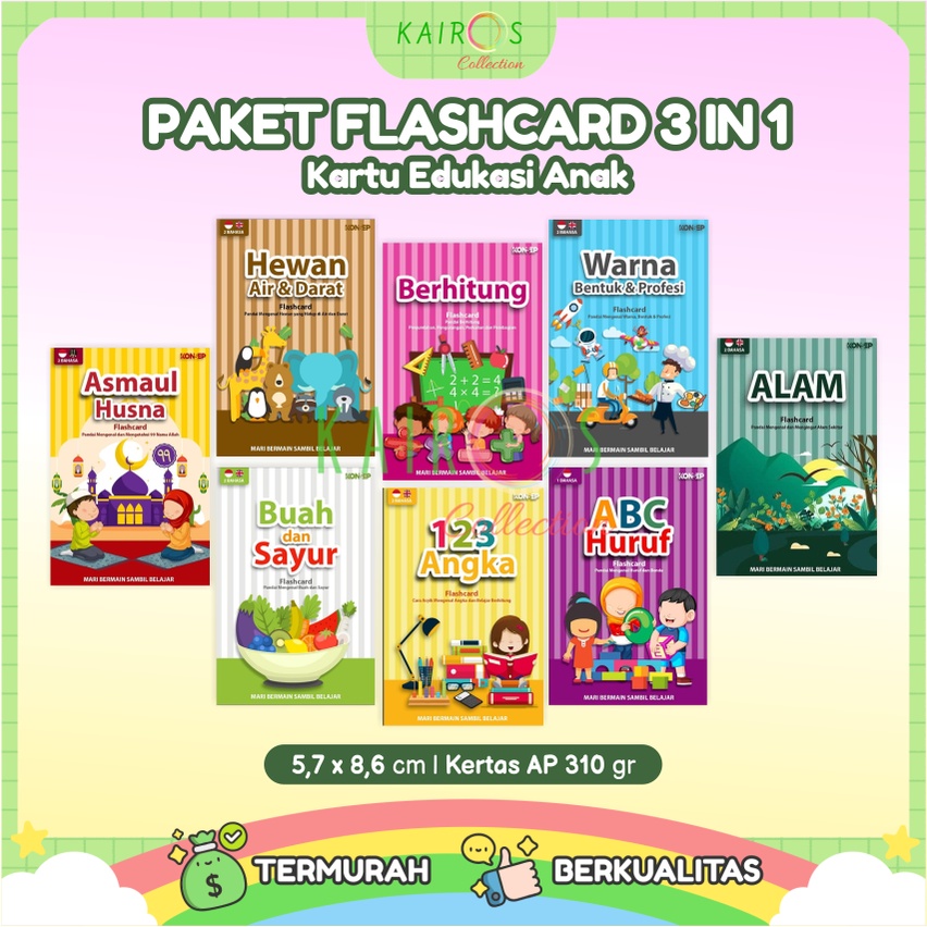 Paket Hemat Flashcard Kartu Belajar Anak 3in1