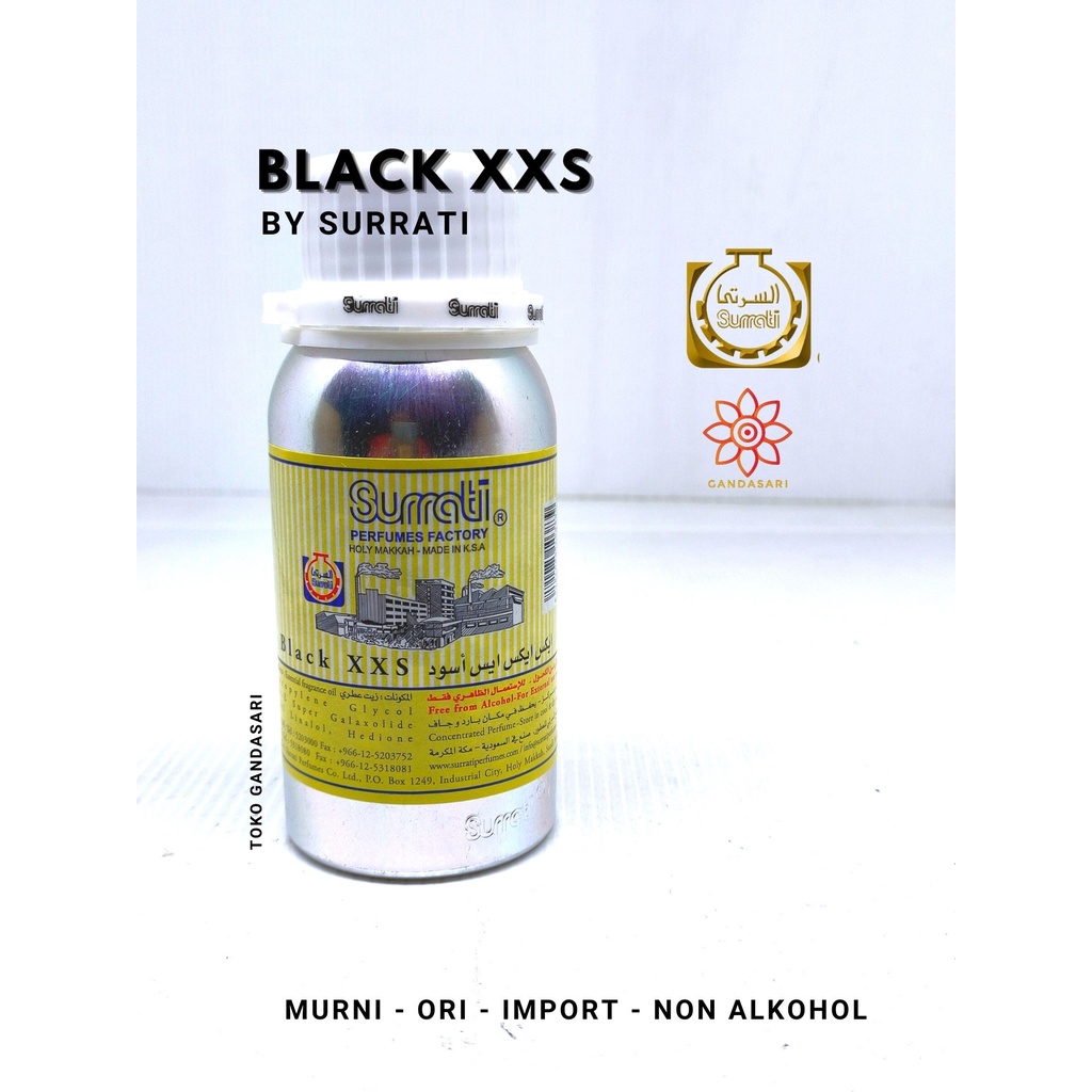Bibit Parfum SURRATI BLACK XXS Minyak Wangi Non Alkohol Murni Ori Import Segel Arab Saudi