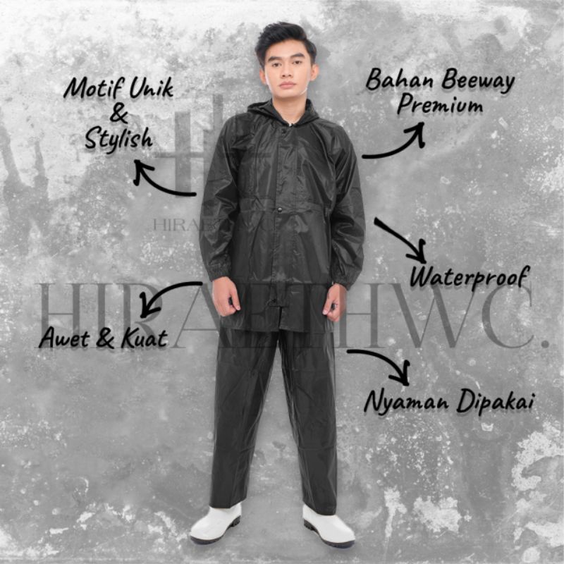 JAS HUJAN SET BAJU DAN CELANA / STELAN JAS HUJAN HITAM