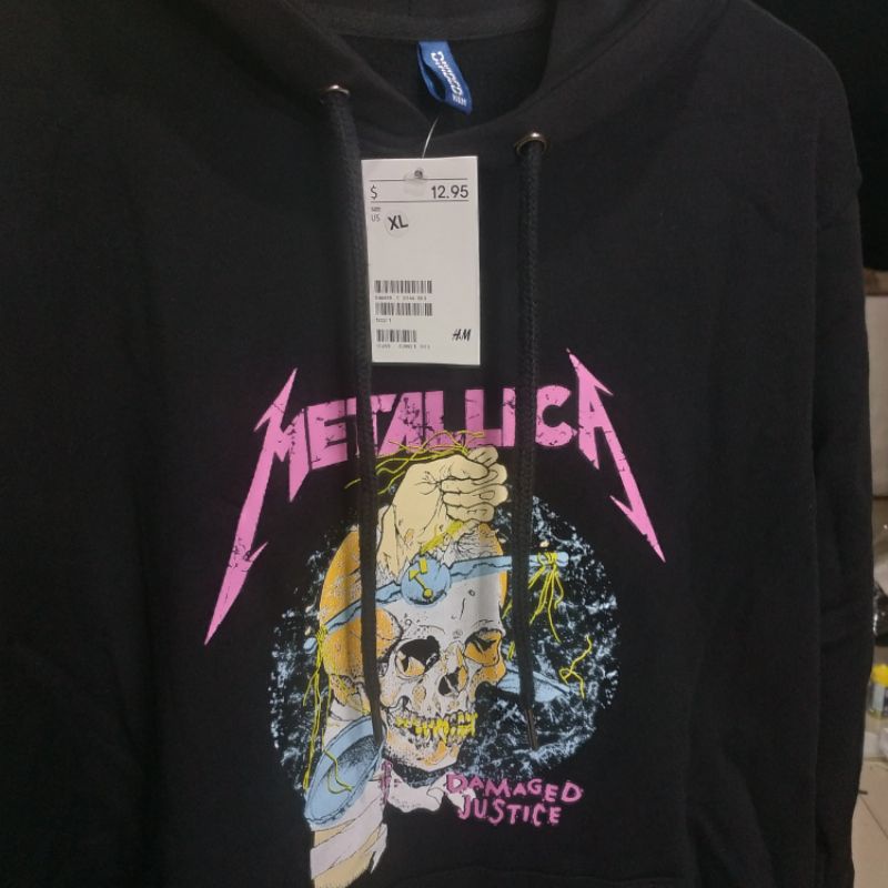 Hoodie Hnm Metallica Damage Justice Hitam Sweater Metalica black Free Paper Bag