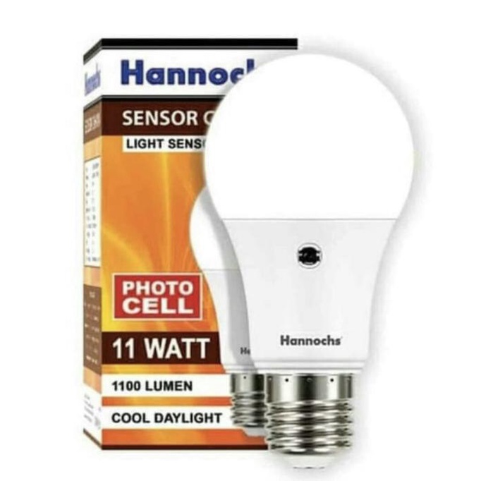 .........] LAMPU SENSOR CAHAYA OTOMATIS HANNOCH LED 11 WATT PUTIH