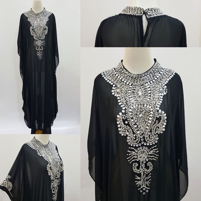 jual Kaftan gamis grosir Dubai Gamis cantik india - Hitam