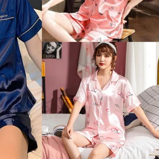 ♤ set piyama hp satin / baju tidur wanita dewasa import / stelan tidur celana pendek murah ❃