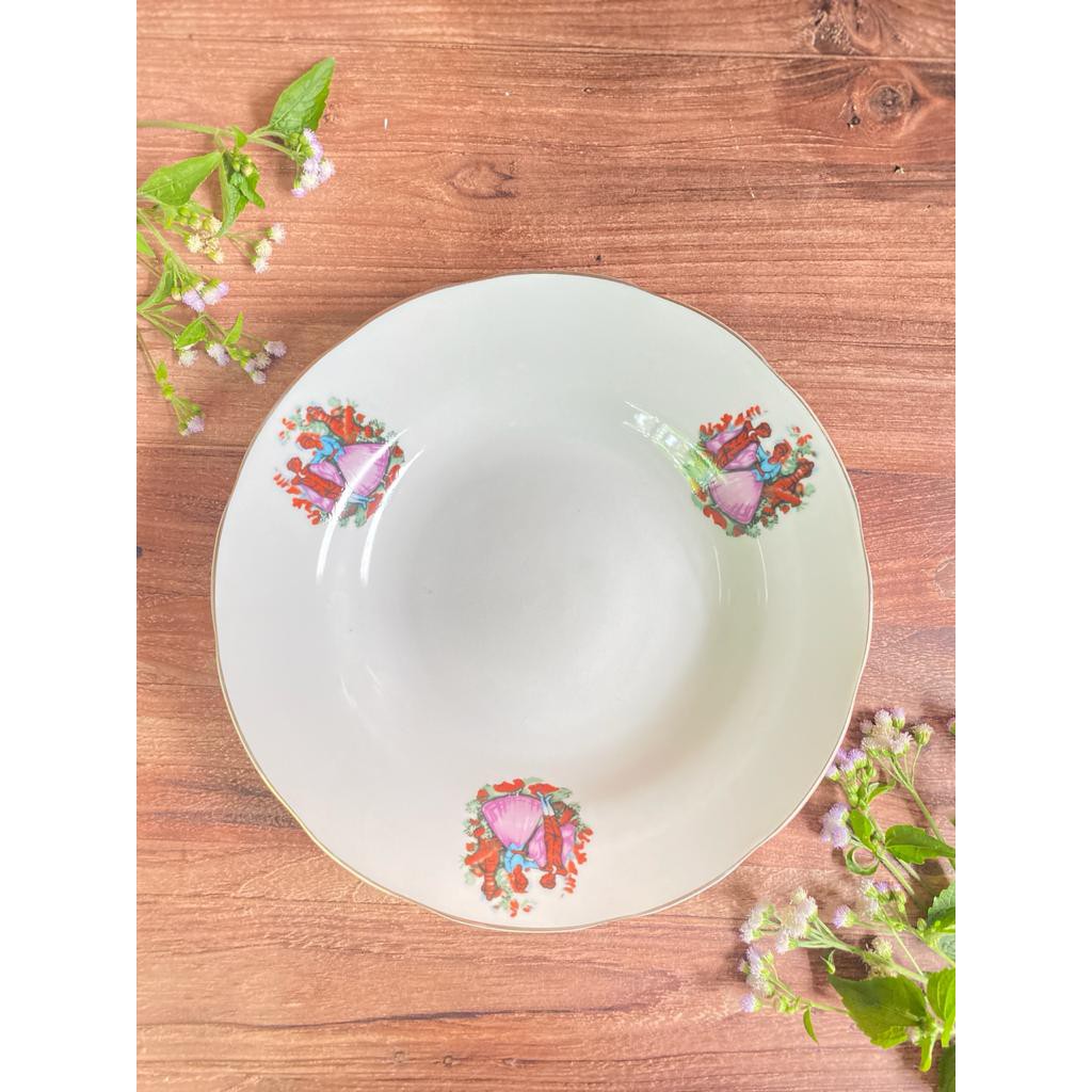 PIRING MAKAN KERAMIK CERAMIC SANGO DANSA PUTIH MOTIF