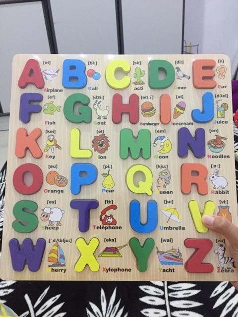 JennToys Mainan Anak Chunky Puzzle Alphabet Puzzle Kayu 