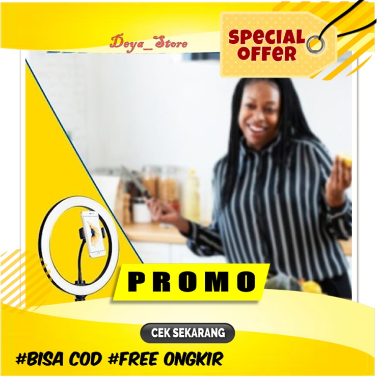 Ring Light Selfie Tripod 33 cm 26cm Lampu Ringlet Lampu Selfie Murah Handphone 3 Tone Youtuber Tikto