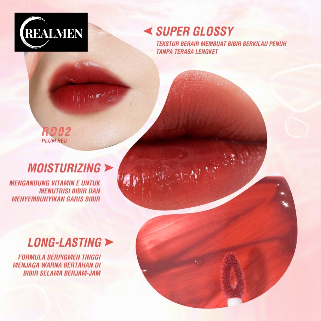 (RM) READY PINKFLASH Watery Glam Lip Gloss Super Glossy Shiny Lip Tint  Moisturizing Non Sticky Long Lasting - PF WATERY GLAM LIP