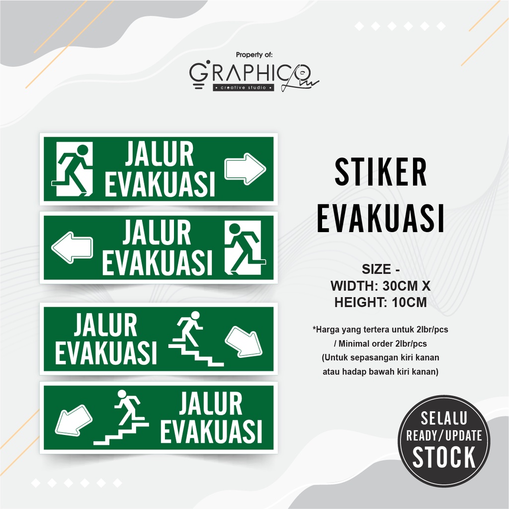 

Stiker Jalur Evakuasi (30x10,5cm) Per/ 2 lembar