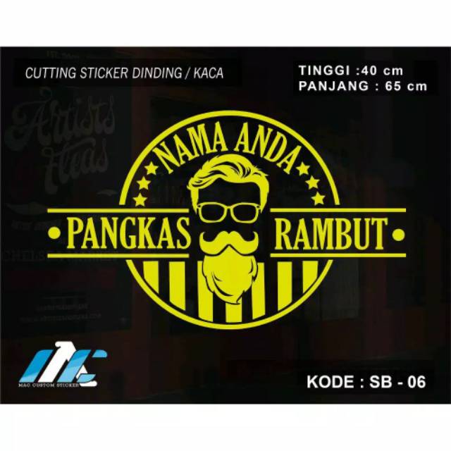 CUTTING STICKER STIKER  DEKORASI KACA  DINDING BARBERSHOP 