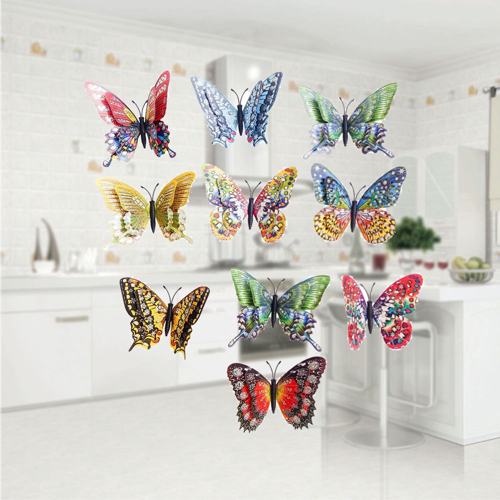 Download 10pcs 3d Butterfly Design Decal Art Wall Stickers Room Magnetic Home Decor Shopee Indonesia