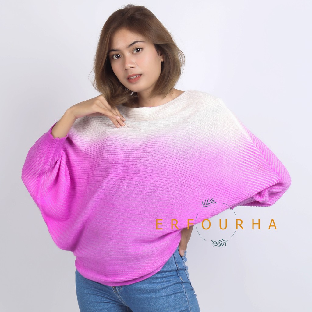 batwing two colors | sweater oversize | blouse rajut | lasperal fashion wanita | pakaian wanita