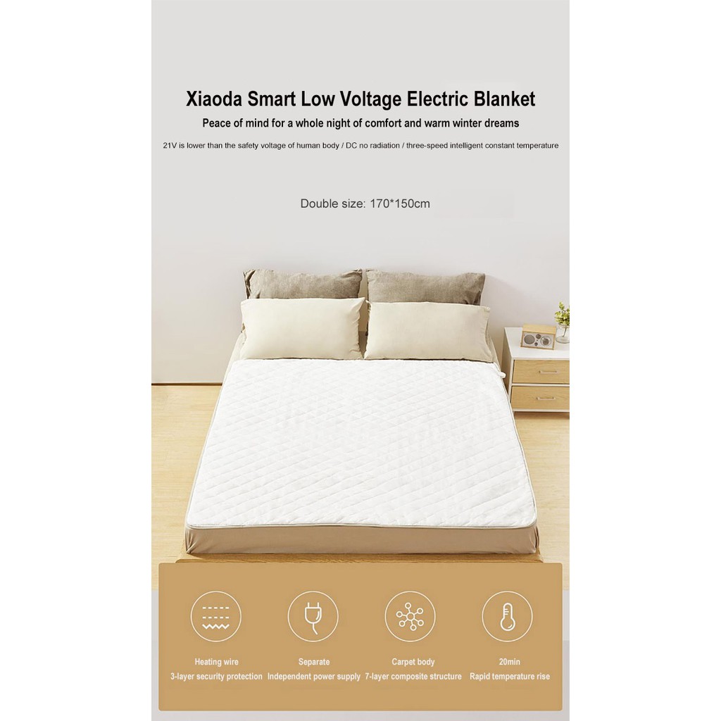 XIAOMI XIAODA Electric Blanket - Double Size 170 x 150 cm - HDDRT04-120W