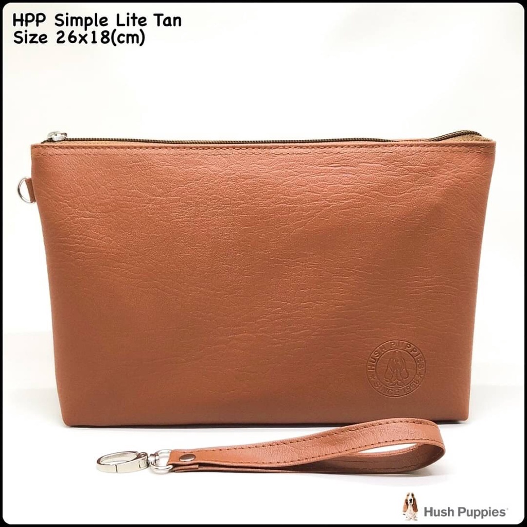 Tas Dompet Pria Handbag Clutch HUSH PUPPIES SIMPLE LITE TAN COKLAT MUDA Import Tas Cowok Murah