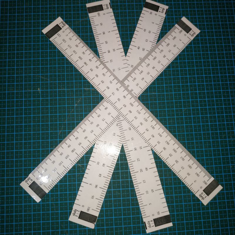 

Penggaris skala kertas laminasi plastik 4 in 1