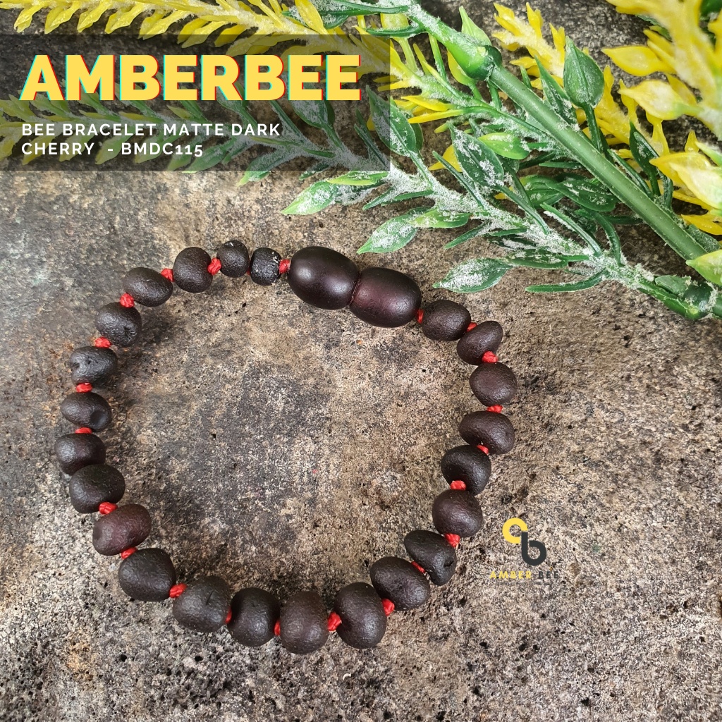 Gelang Amber Anak Premium Glossy Cherry by Amber Bee BMDC115