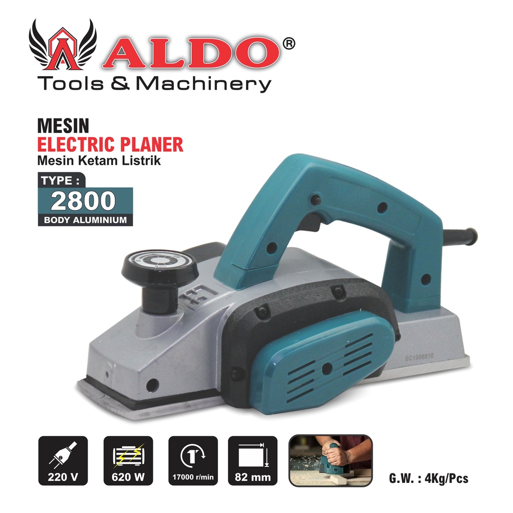 Mesin Serut / Planer Type : 2800 Body Aluminium Merk Aldo