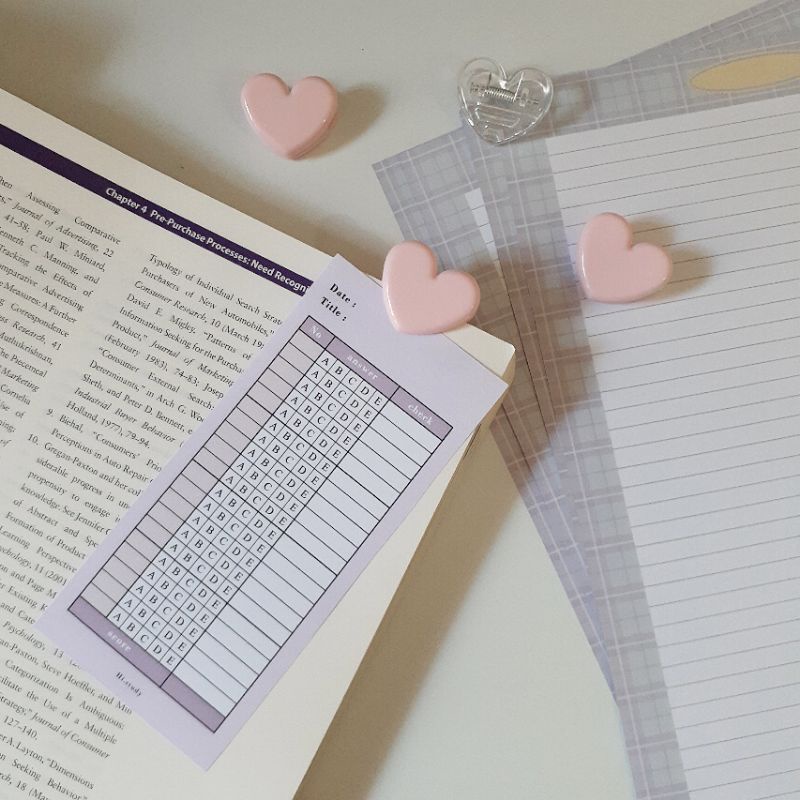 

PAPER CLIP LOVE / penjepit kertas bentuk hati 1pc, warna pink dan transparant bening