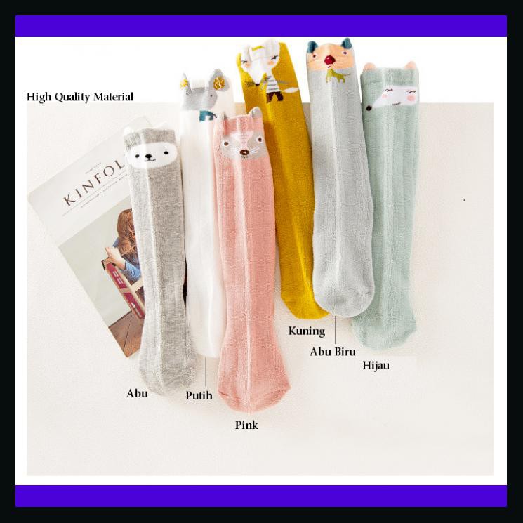 KAOS KAKI PANJANG ANAK / KAOS KAKI PANJANG BAYI MOTIF IMUT - ABU