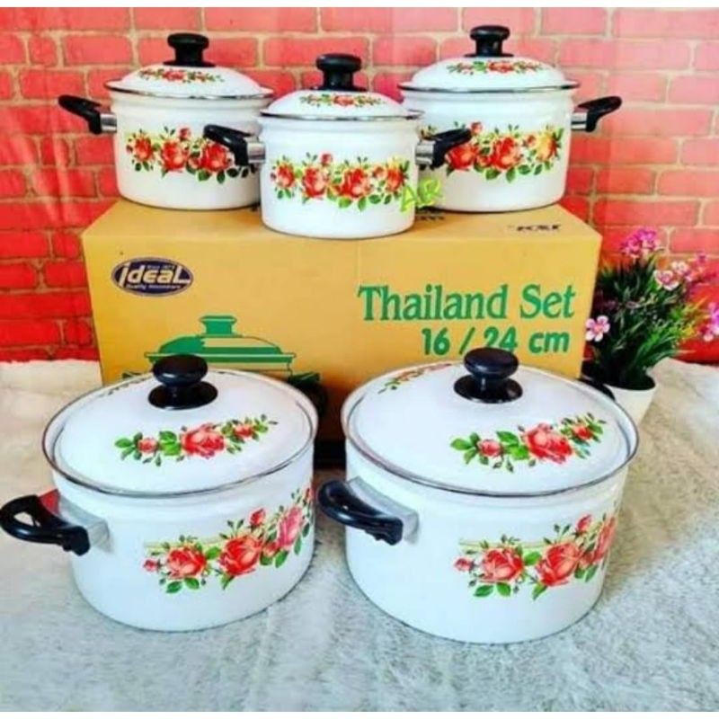 Panci Enamel Ideal Thailand Set 5pcs