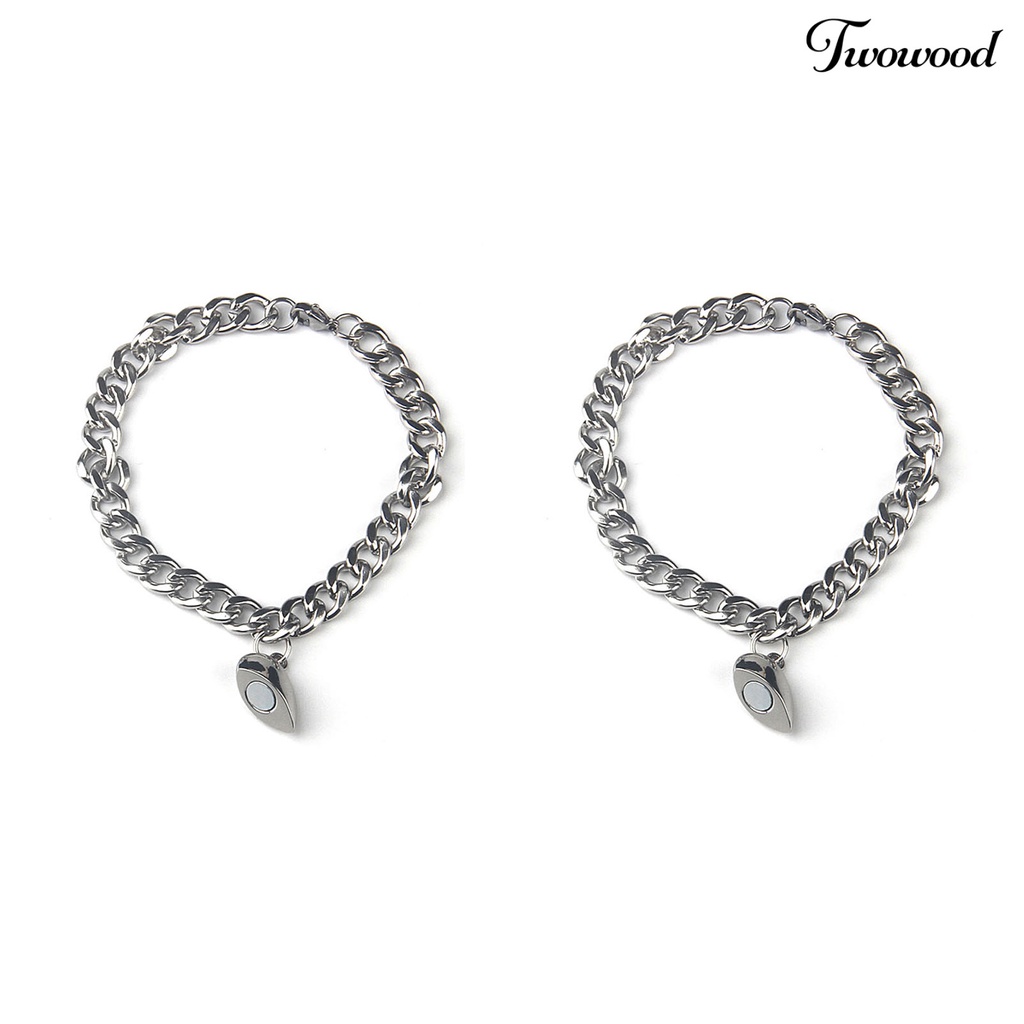 2pcs Gelang Magnetik Adjustable Bahan Stainless Steel Untuk Pesta