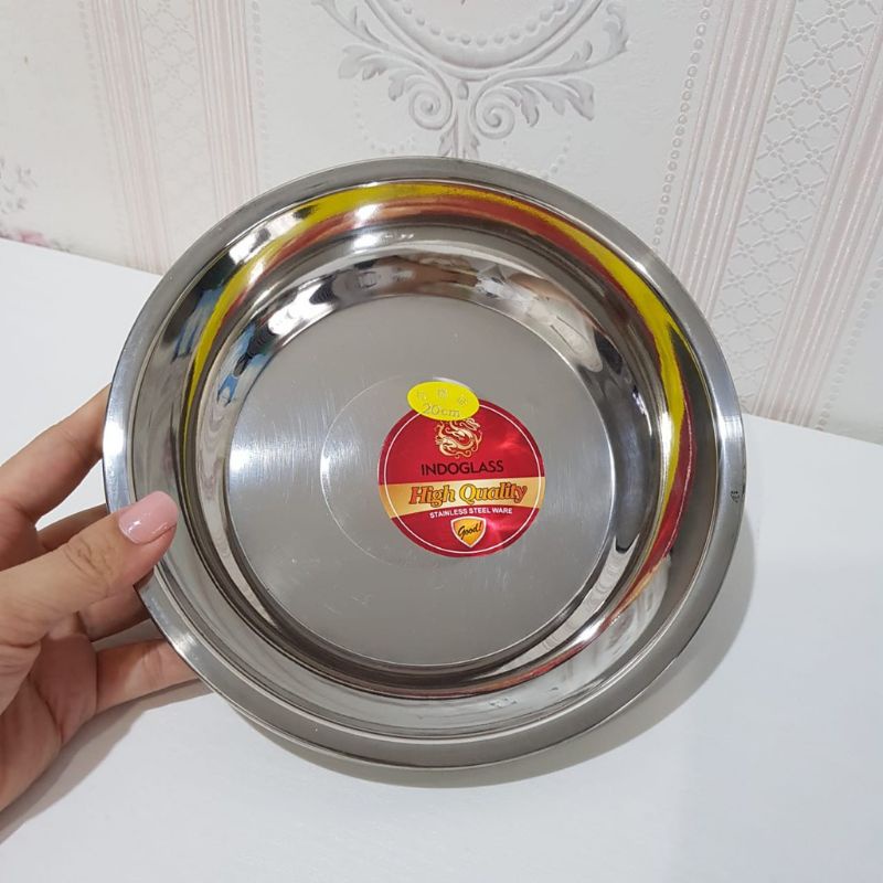 MURAH!!!Nampan piring bulat tebal berkualitas serbaguna baki stainless steel ukuran 16-26CM