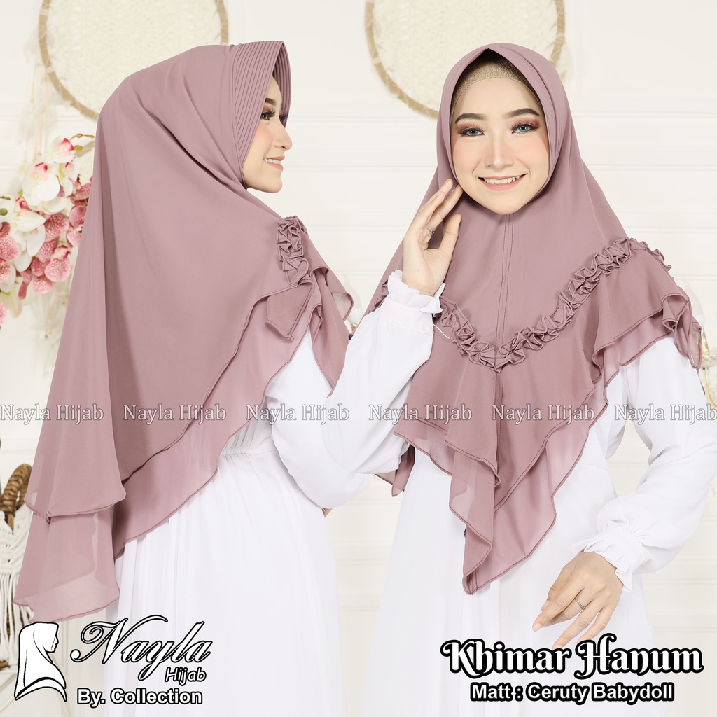 Khimar 2 Layer HANUM Ceruty BabyDoll Hijab Khimar Syar'i Pet Antem Kerudung Jumbo Termurah Nayla Hija'b