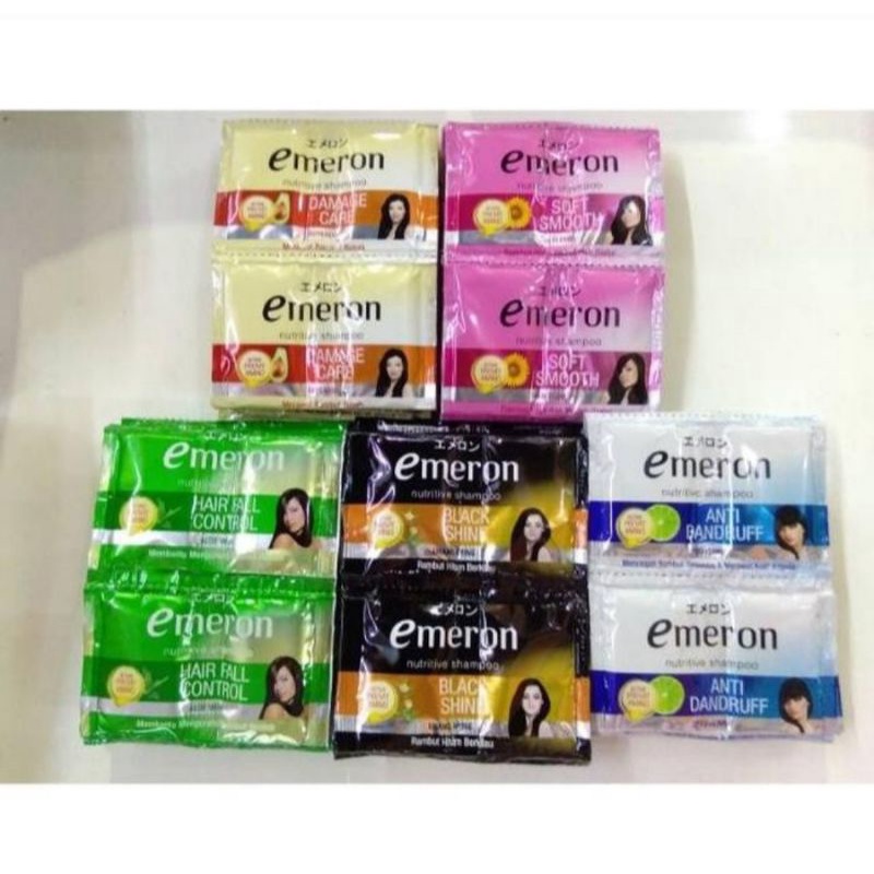 SHAMPOO EMERON 1 RENCENG ISI 12 SACHET @12ML -  BLACK SHINE, ANTI RAMBUT RONTOK, ANTI KETOMBE, DLL